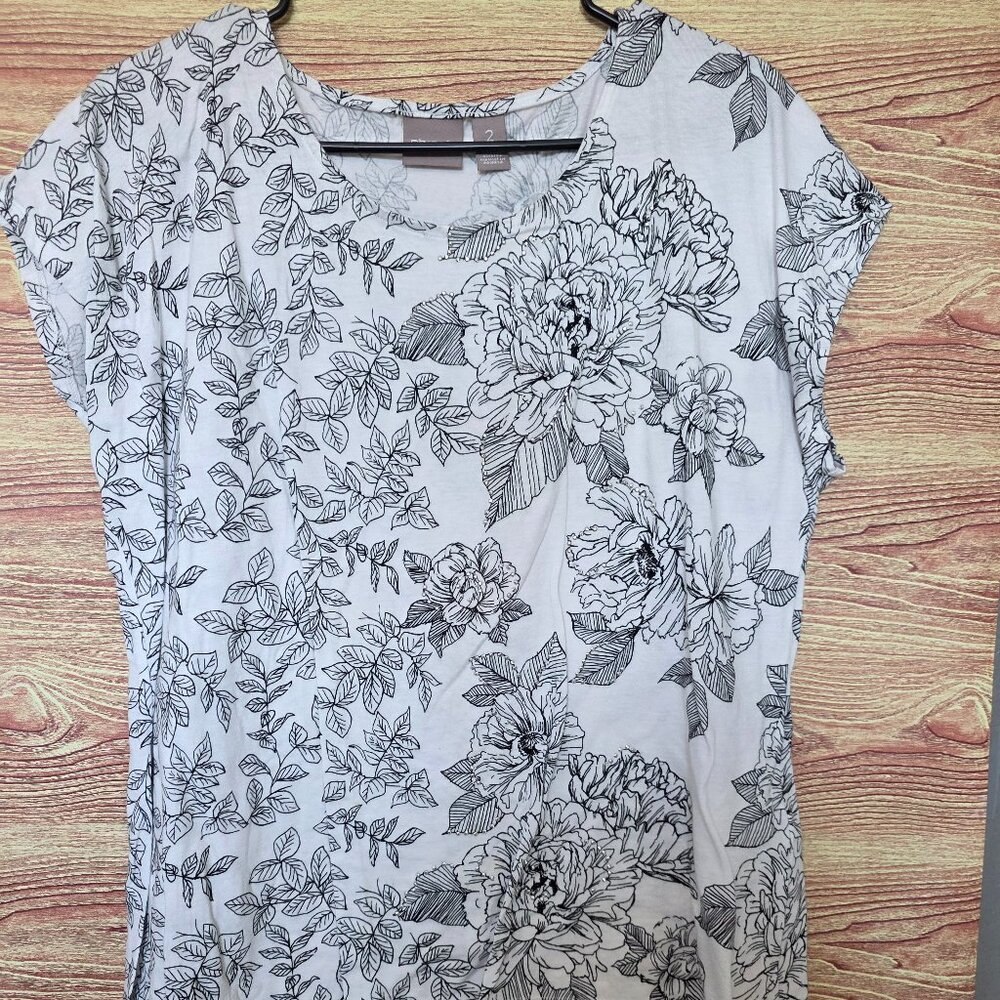 Chico’s Floral Print Short-Sleeve Top – Size 2